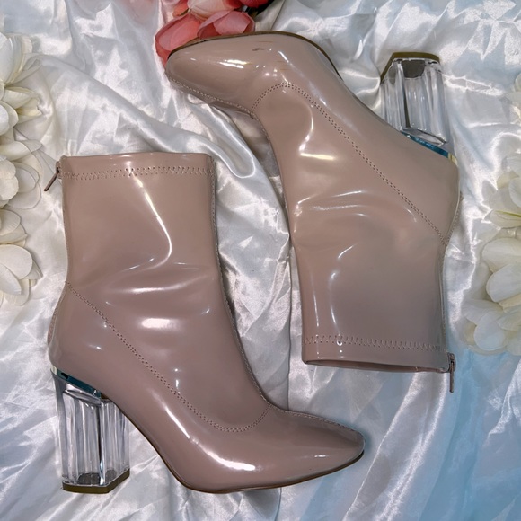 Square toe clear heel boots - Picture 2 of 3
